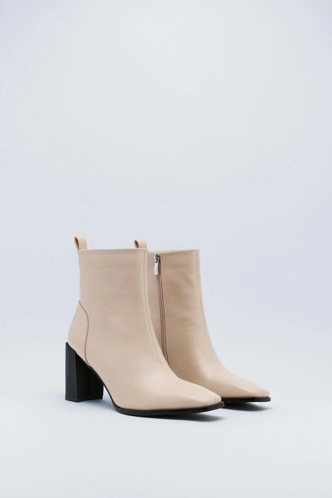 Faux Leather Ankle Boots With Square Toes - Image 3