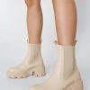 Faux Leather Chunky Chelsea Boots