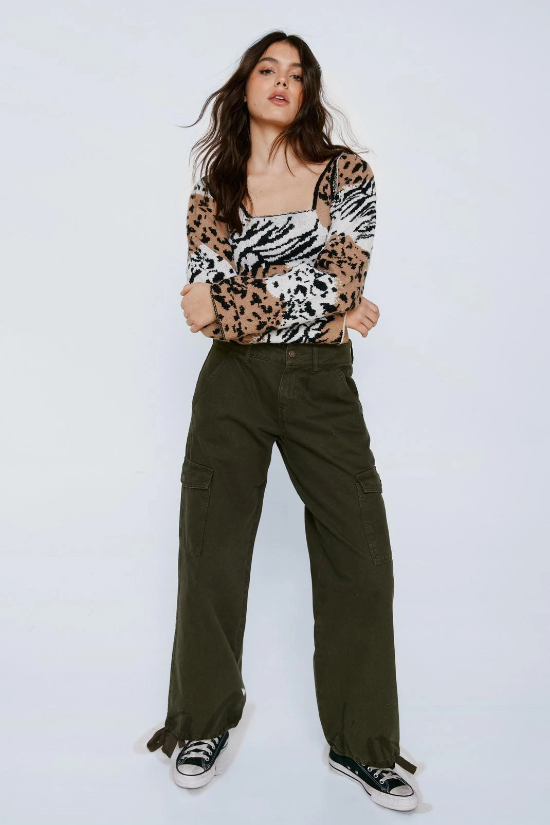 Leopard Super Crop Knitted Cardigan