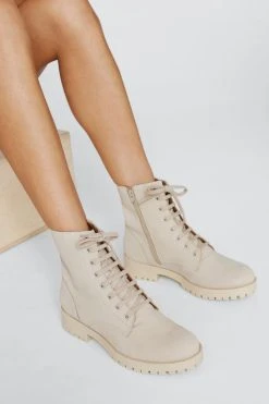 Nubuck Leather Lace Up Hiker Boots