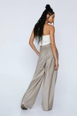 Premium Twill Pleated Wide Leg Pants 11 Premium Twill Pleated Wide Leg Pants -Nasty Gal Sales Store womens beige premium twill pleated wide leg pants 2