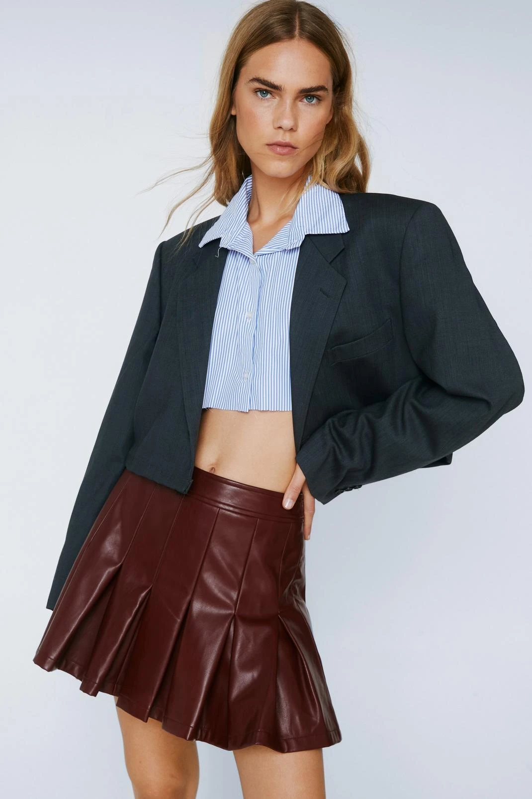 Faux Leather Pleated Mini Tennis Skirt - Image 10