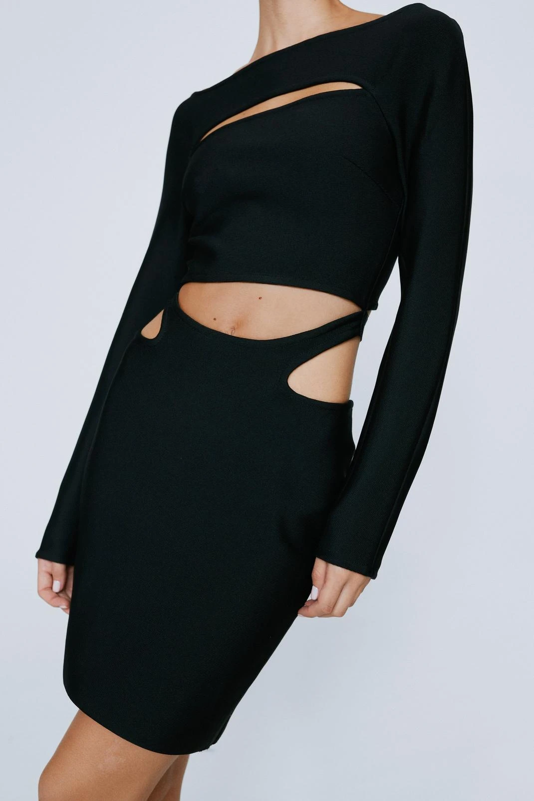 Bandage Cut Out Long Sleeve Mini Dress 4 Bandage Cut Out Long Sleeve Mini Dress - Image 2