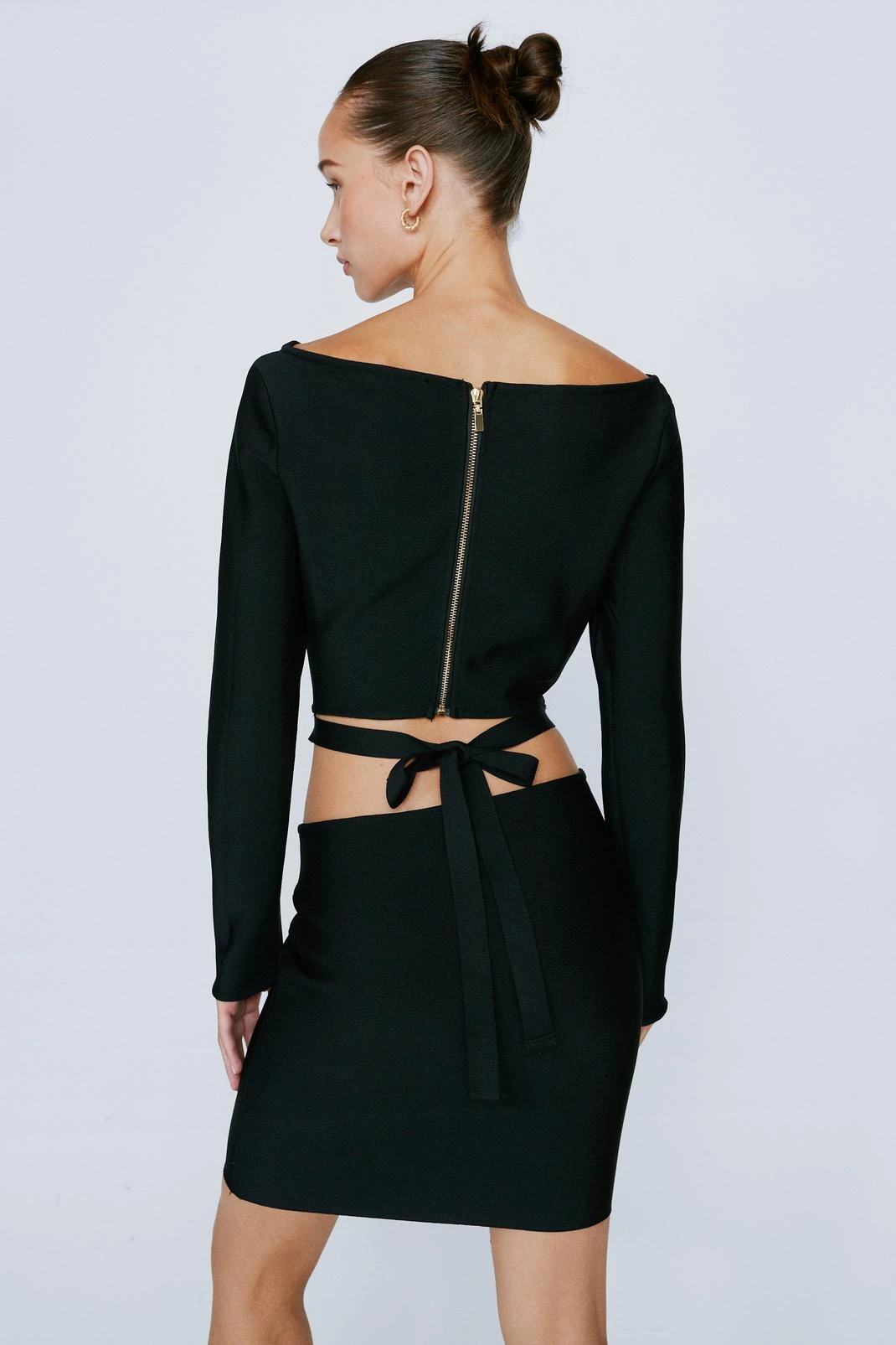 Bandage Cut Out Long Sleeve Mini Dress 5 Bandage Cut Out Long Sleeve Mini Dress - Image 3