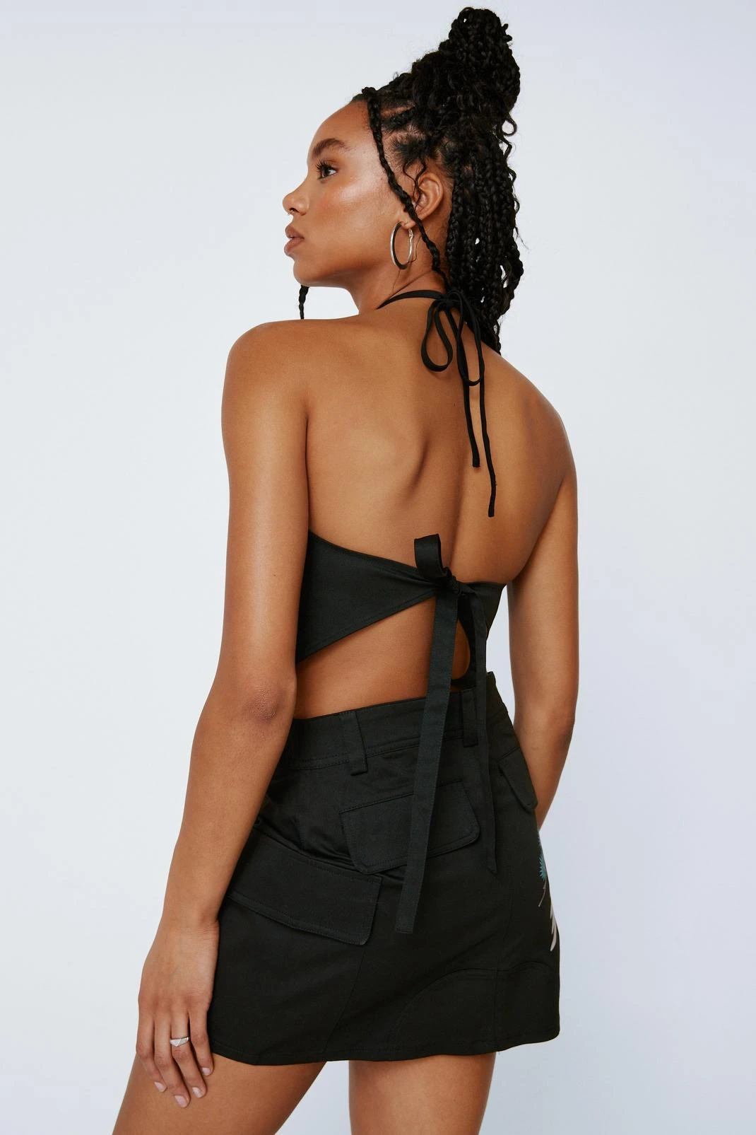 Bird Print Twill Pocket Micro Mini Skirt - Image 3