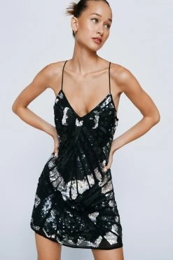 Butterfly Sequin Embellished Mini Dress -Nasty Gal Sales Store womens black butterfly sequin embellished mini dress 3