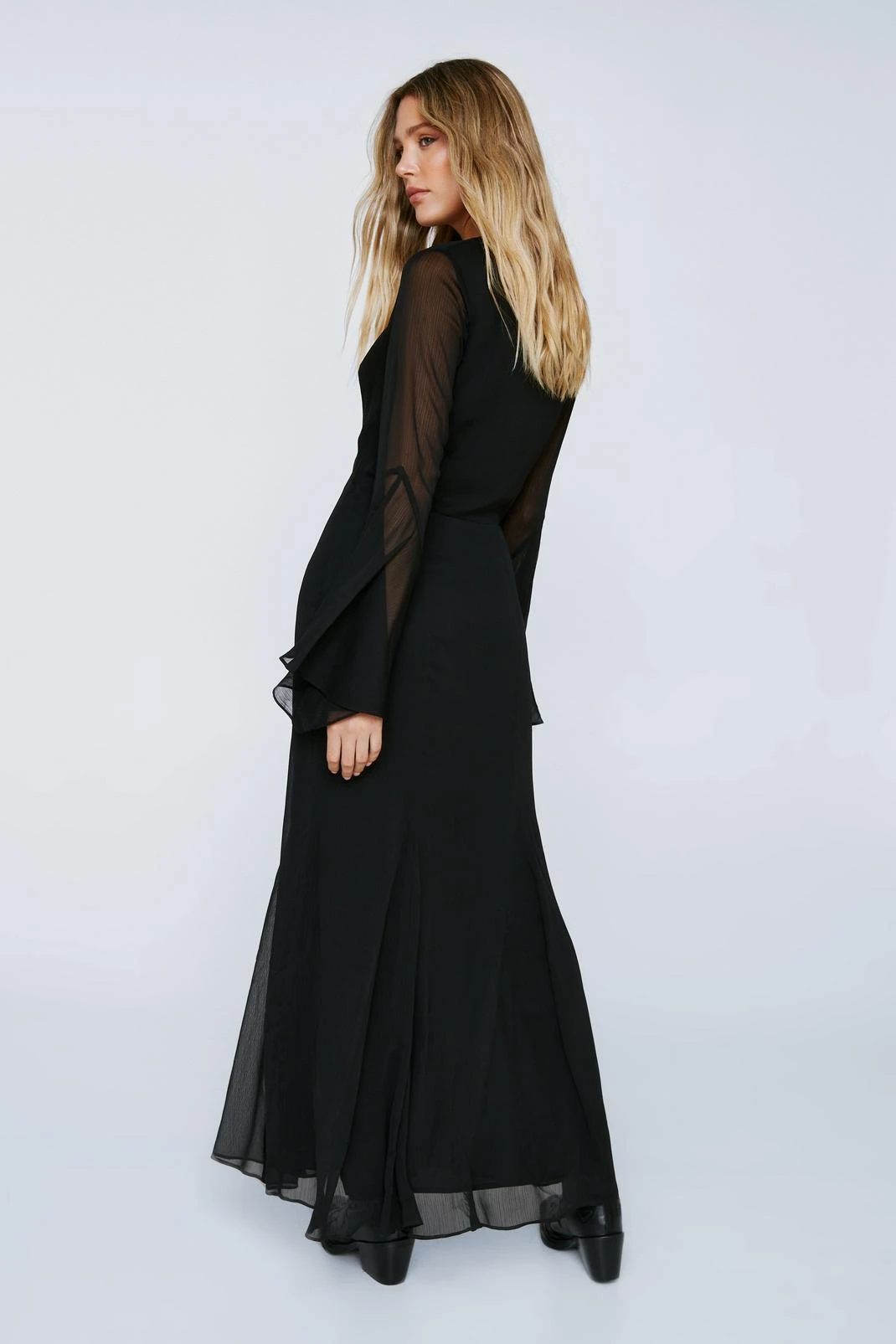 Chiffon Long Sleeve Panelled Maxi Dress - Image 3