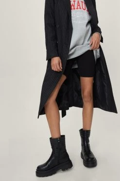 Chunky Croc Embossed Zip Down Ankle Boots