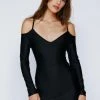 Cold Shoulder V Neck Mini Dress