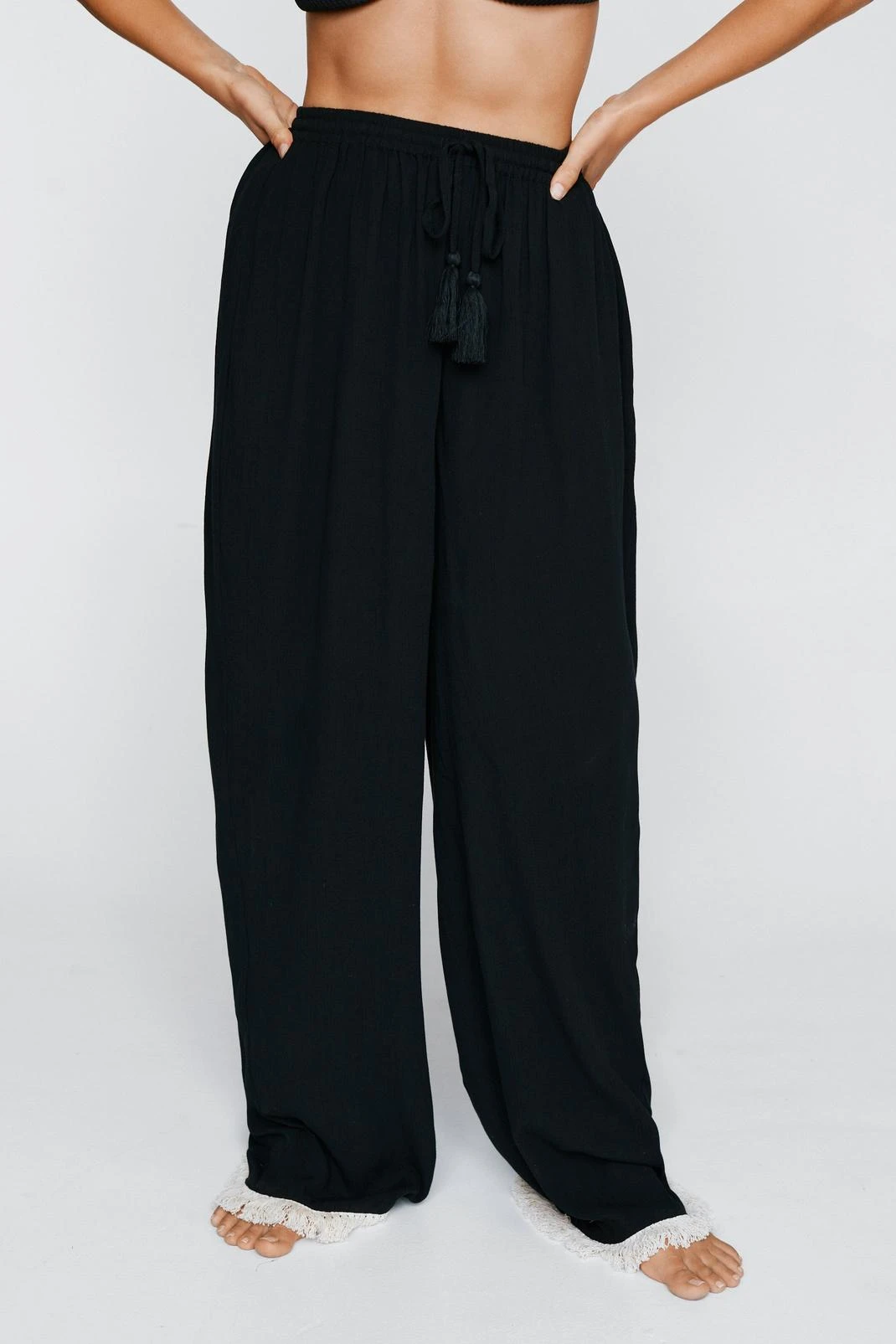 Crinkle Fringe Tassel Cover Up Pants - Image 6