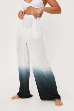 Crinkle Ombre High Waisted Wide Leg Pants