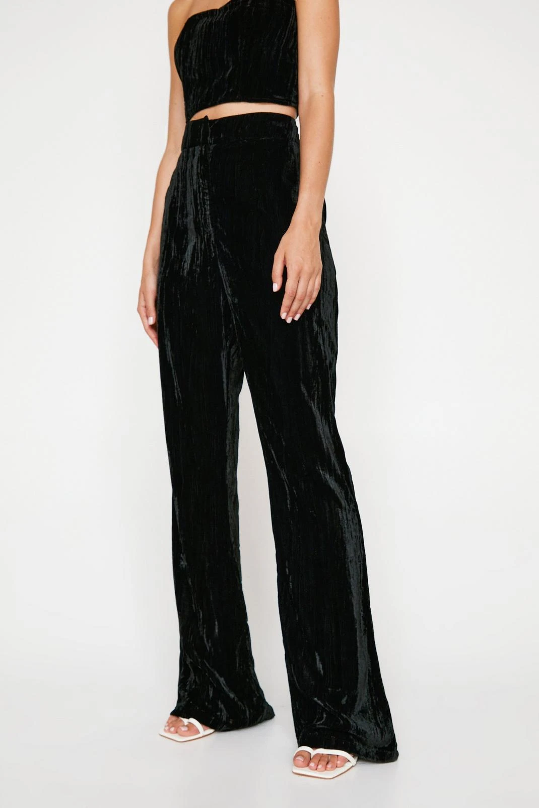 Crinkle Velvet Tailored Flared Pants 4 Crinkle Velvet Tailored Flared Pants - Image 2