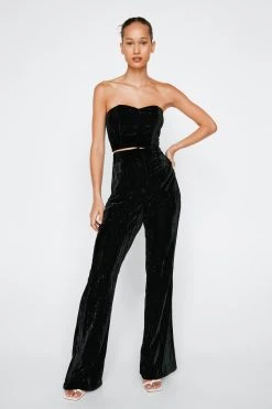 Crinkle Velvet Tailored Flared Pants 15 Crinkle Velvet Tailored Flared Pants -Nasty Gal Sales Store womens black crinkle velvet tailored flared pants 3