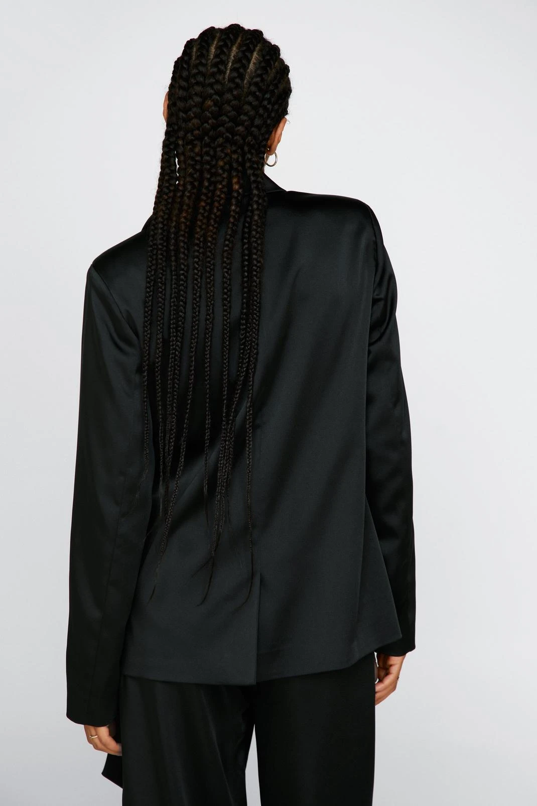 Draped Satin Tie Front Blazer - Image 6