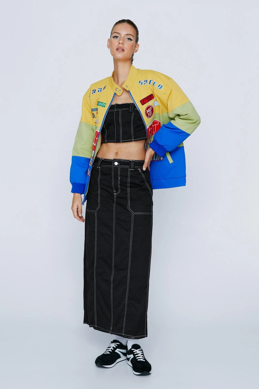 Exposed Stitch Twill Bandeau Corset Top - Image 4