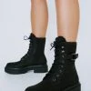 Faux Borg Lace Up Biker Boots