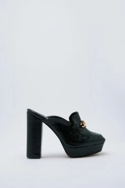 Alternative view of Faux Croc Chain Platform Mules