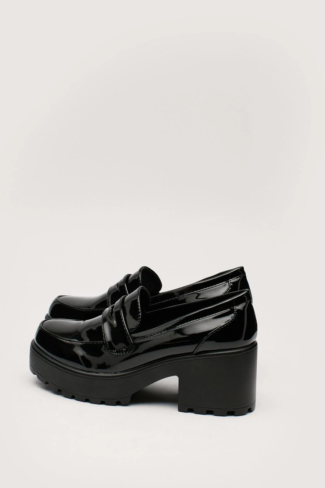 Faux Leather Chunky Penny Loafers - Image 3