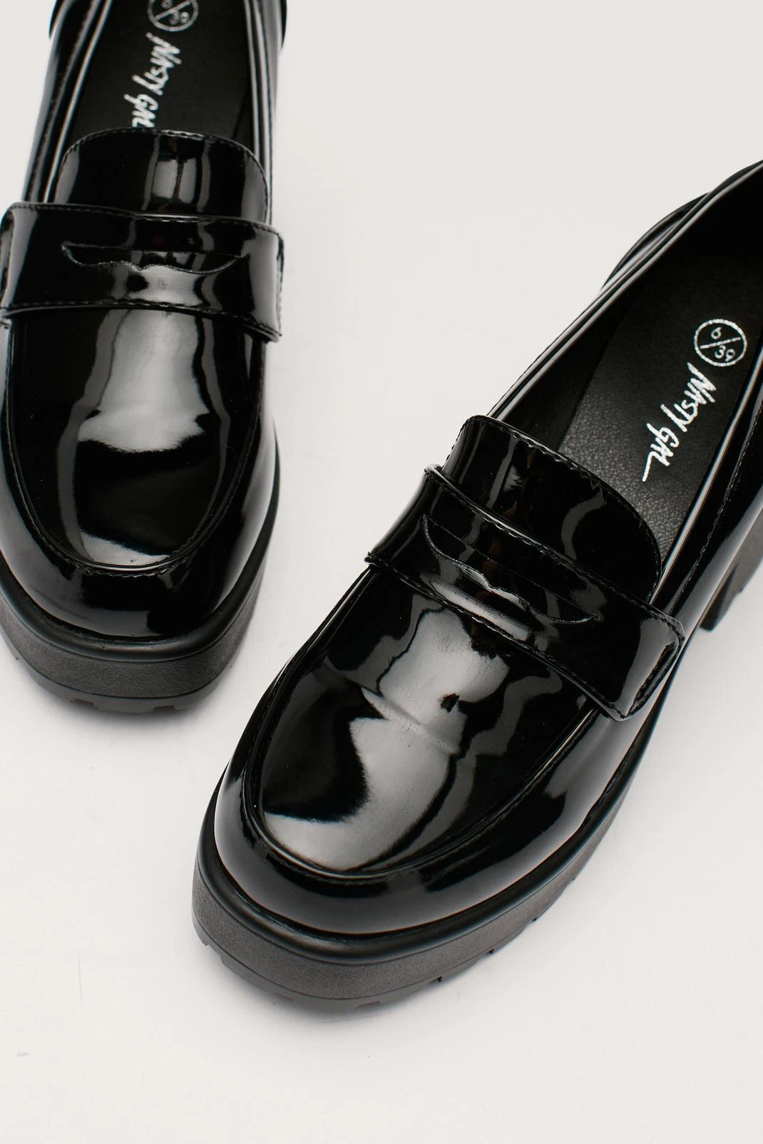 Faux Leather Chunky Penny Loafers
