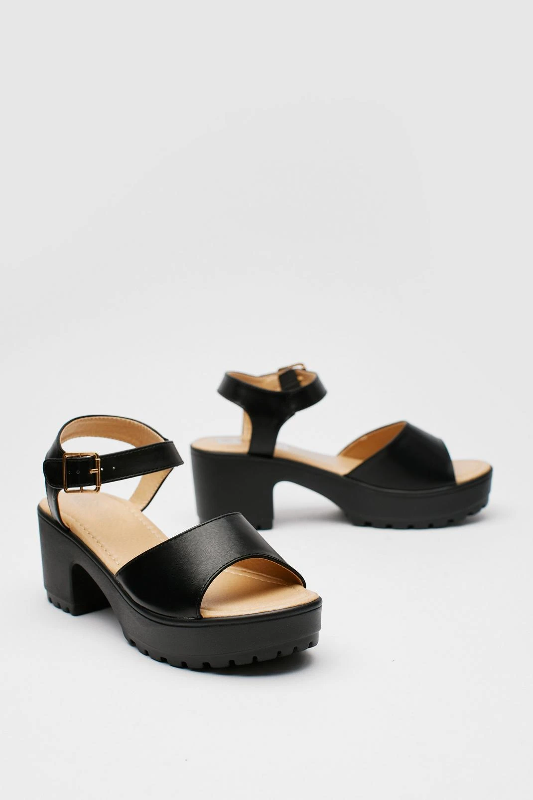 Faux Leather Chunky Platform Sandals - Image 3