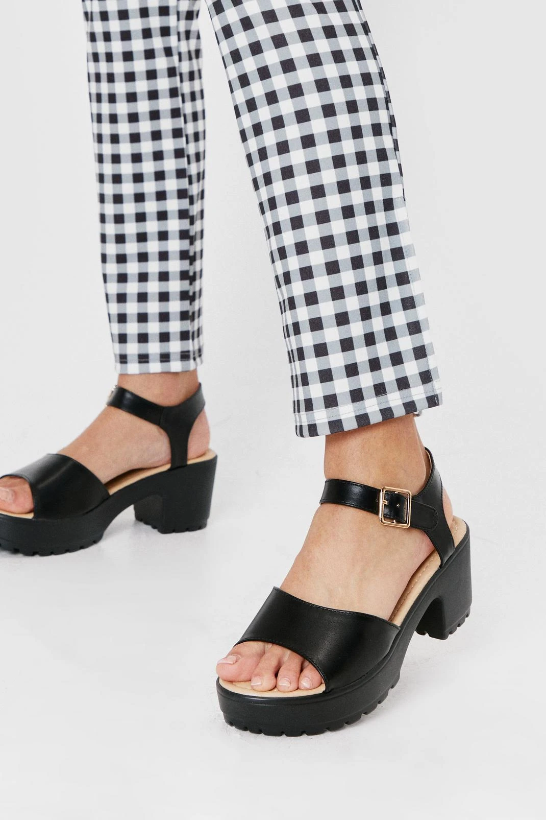 Faux Leather Chunky Platform Sandals - Image 4