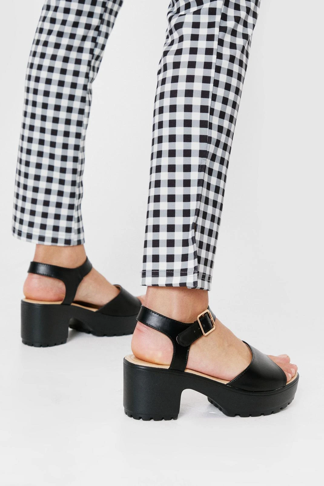 Faux Leather Chunky Platform Sandals