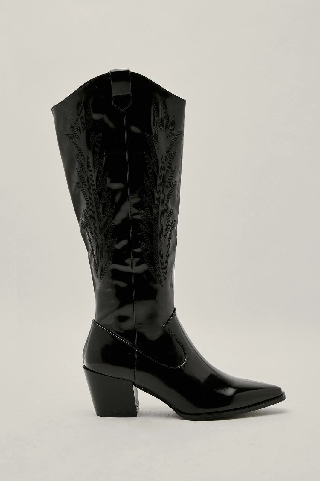 Faux Leather Knee High Cowboy Boots