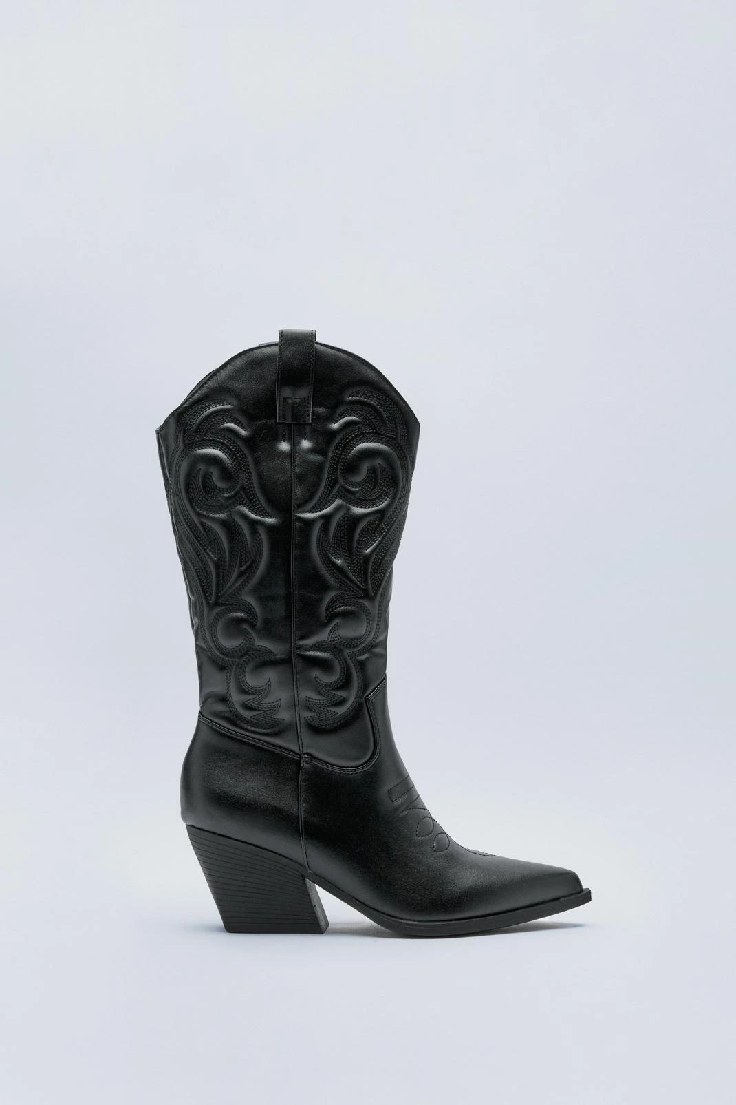 Faux Leather Knee High Cowboy Boots - Image 2