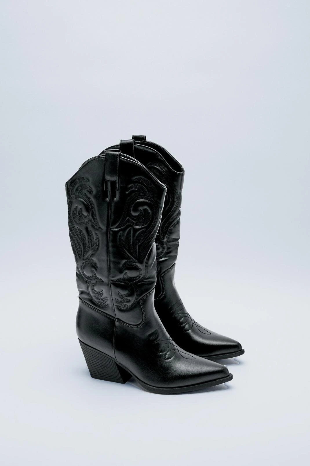 Faux Leather Knee High Cowboy Boots - Image 3