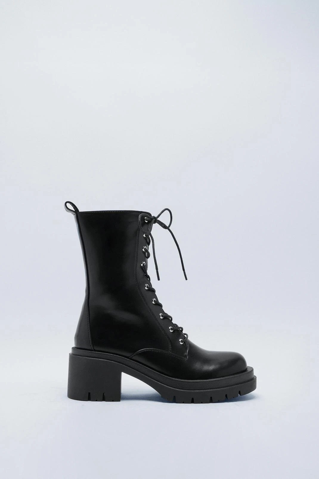 Faux Leather Lace Up Biker Boots 4 Faux Leather Lace Up Biker Boots - Image 2