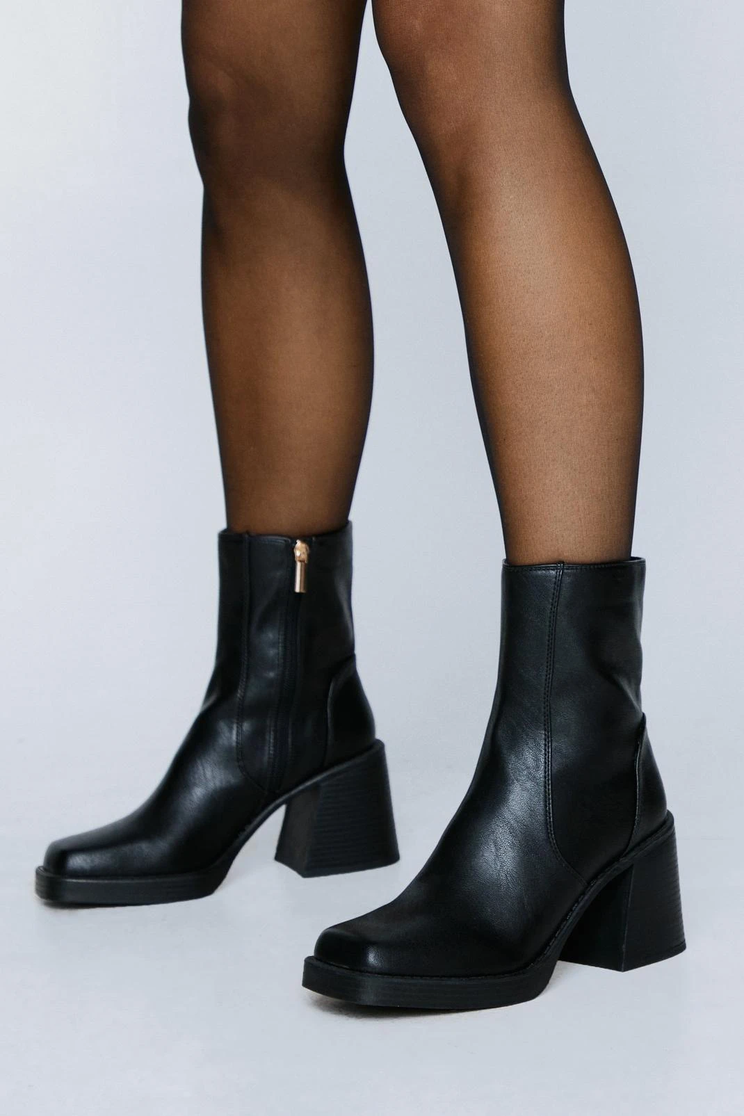 Faux Leather Platform Ankle Boots - Image 4