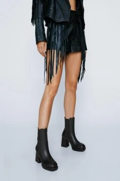 Faux Leather Platform Chelsea Boots -Nasty Gal Sales Store womens black faux leather platform chelsea boots 3