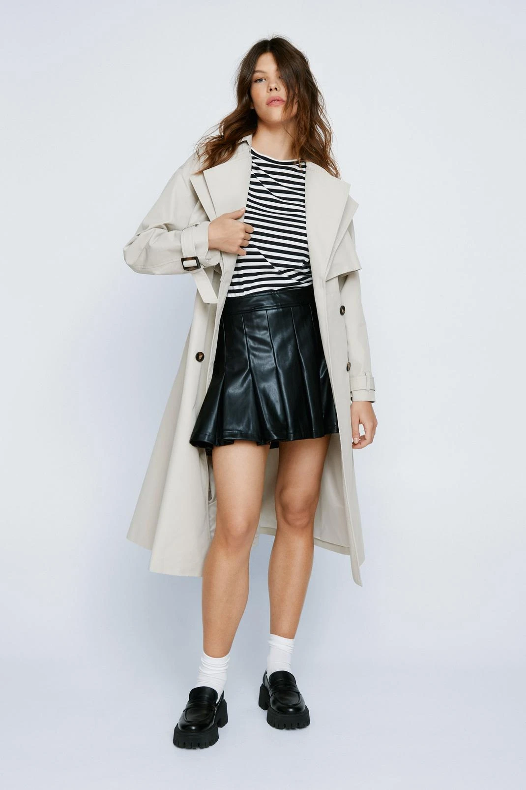 Faux Leather Pleated Mini Tennis Skirt - Image 7