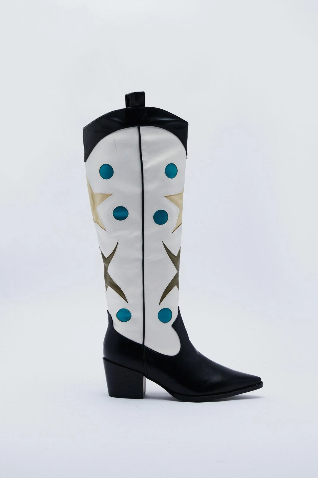 Faux Leather Star Knee High Cowboy Boots 4 Faux Leather Star Knee High Cowboy Boots - Image 2