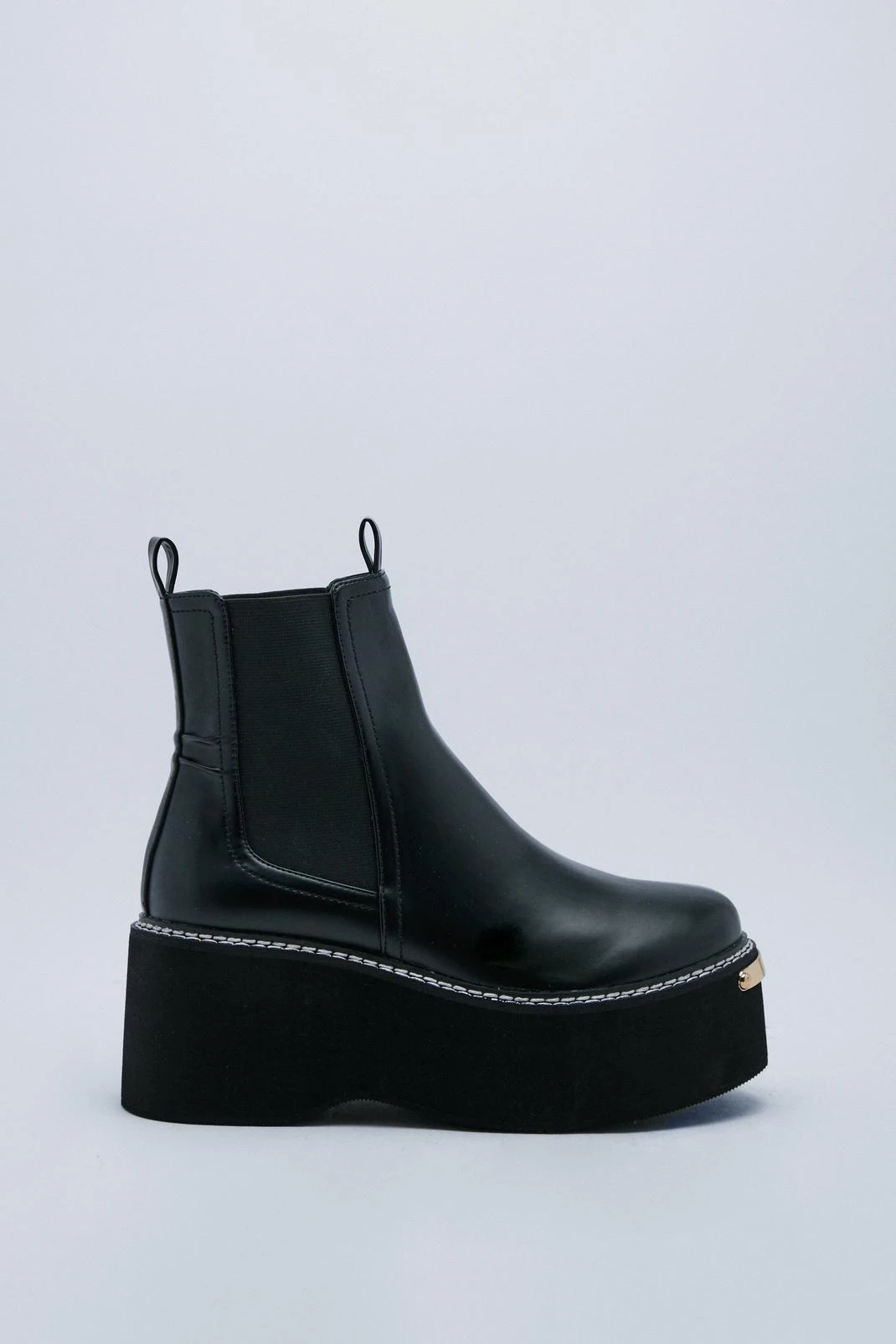 Faux Leather Wedge Chelsea Boots - Image 2