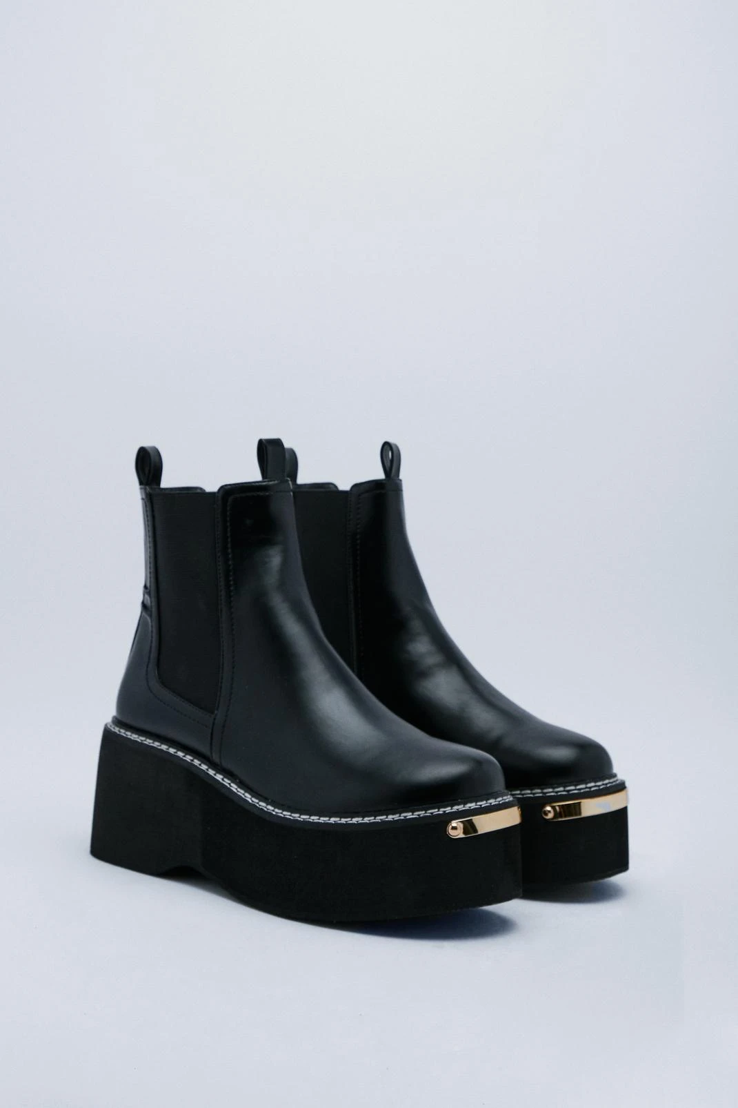 Faux Leather Wedge Chelsea Boots - Image 3