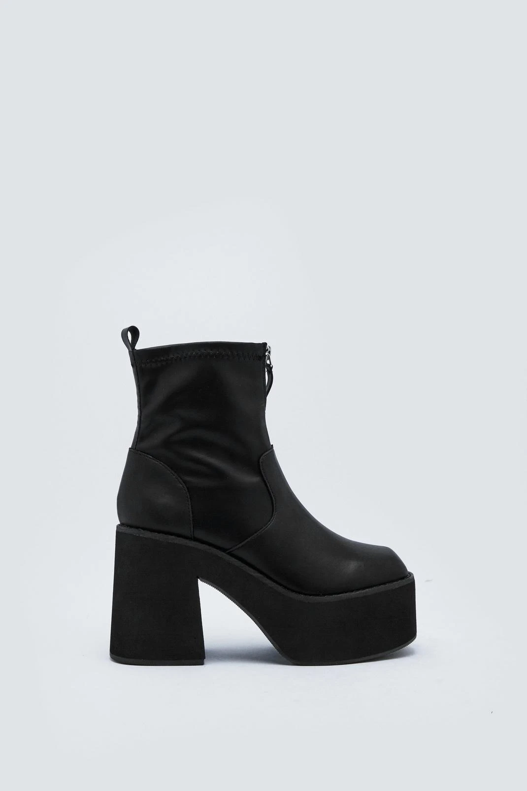 Faux Leather Zip Front Platform Ankle Boots 4 Faux Leather Zip Front Platform Ankle Boots - Image 2