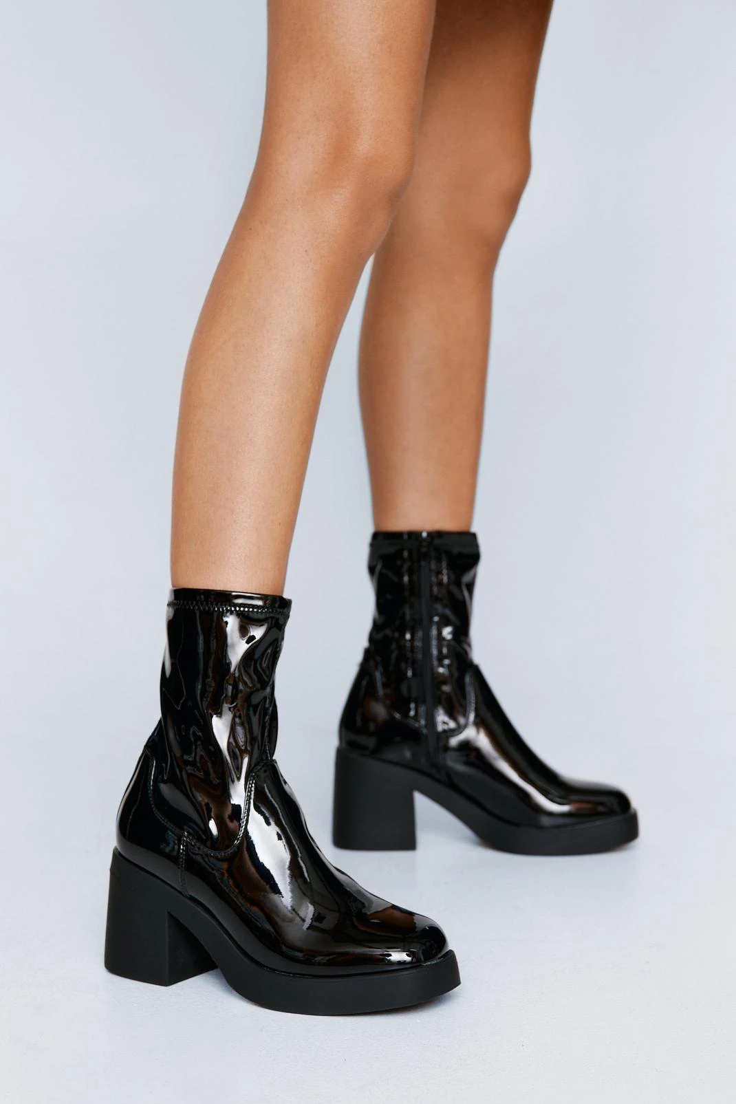 Faux Patent Leather Platform Ankle Boots 6 Faux Patent Leather Platform Ankle Boots - Image 4
