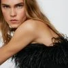 Feather Trimmed Flared Jumpsuit -Nasty Gal Sales Store womens black feather trimmed flared jumpsuit