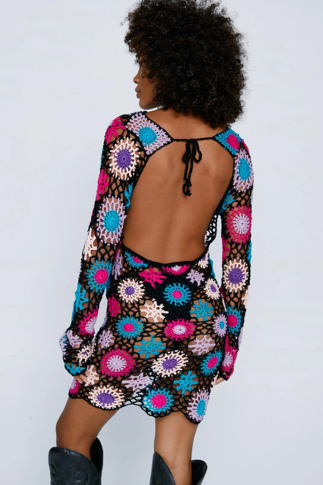 Floral Crochet Mini Dress - Image 6