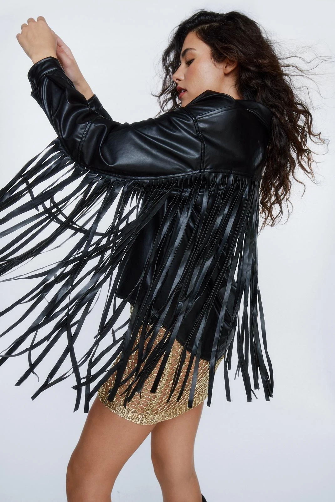 Fringed Faux Leather Shirt Jacket - Image 7