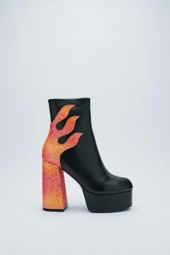 Glitter Ombre Flame Platform Boot -Nasty Gal Sales Store womens black glitter ombre flame platform boot 1