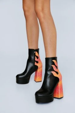 Glitter Ombre Flame Platform Boot -Nasty Gal Sales Store womens black glitter ombre flame platform boot 3