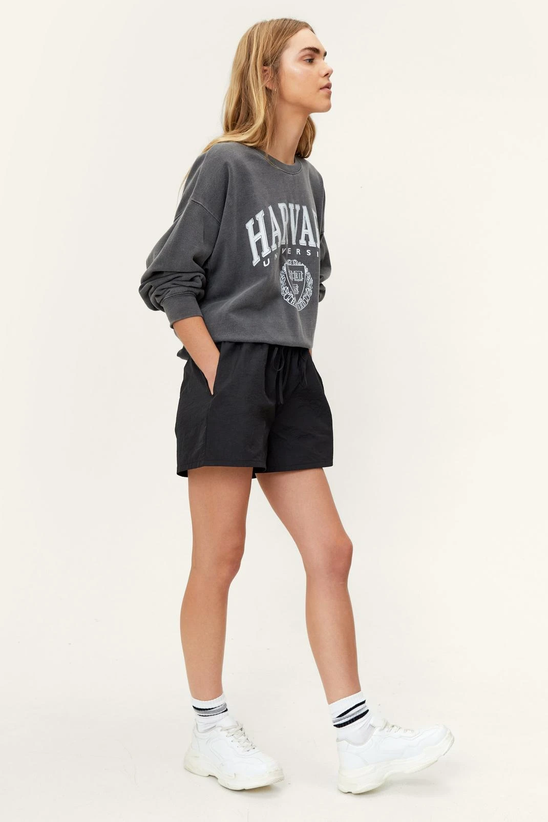 High Waisted Nylon Drawstring Waist Shorts - Image 10