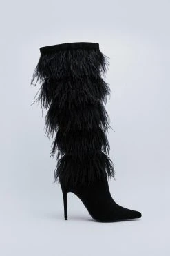 Alternative view of Knee High Feather Trim Boots