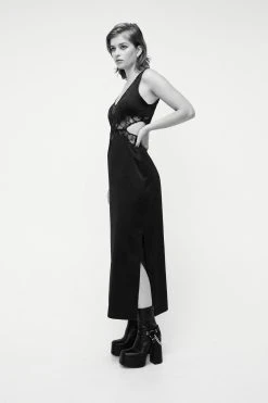 Lace Cut Out Maxi Dress -Nasty Gal Sales Store womens black lace cut out maxi dress 1