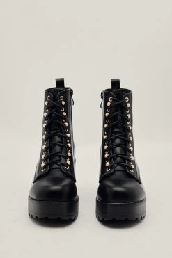 Lace Up Heeled Chunky Boots