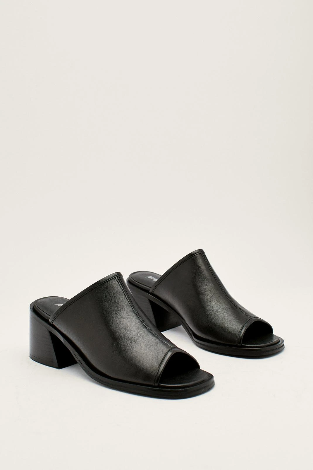 Leather Block Heel Mules - Image 2