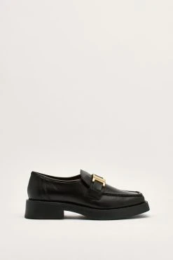 Leather Buckle Smooth Chunky Loafers 9 Leather Buckle Smooth Chunky Loafers -Nasty Gal Sales Store womens black leather buckle smooth chunky loafers 3