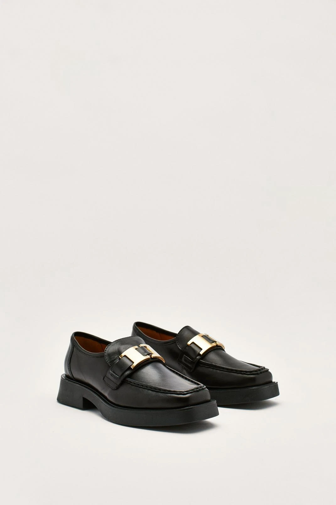 Leather Buckle Smooth Chunky Loafers 3 Leather Buckle Smooth Chunky Loafers